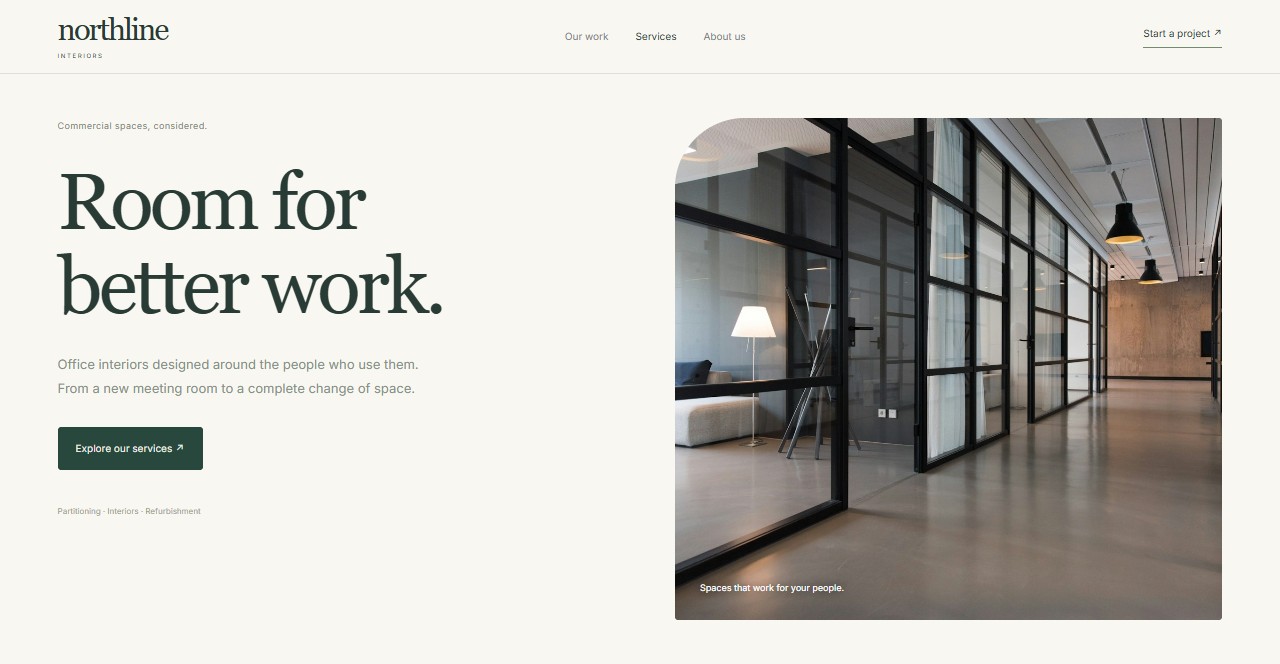 Northline interiors, the example website in the interactive demo